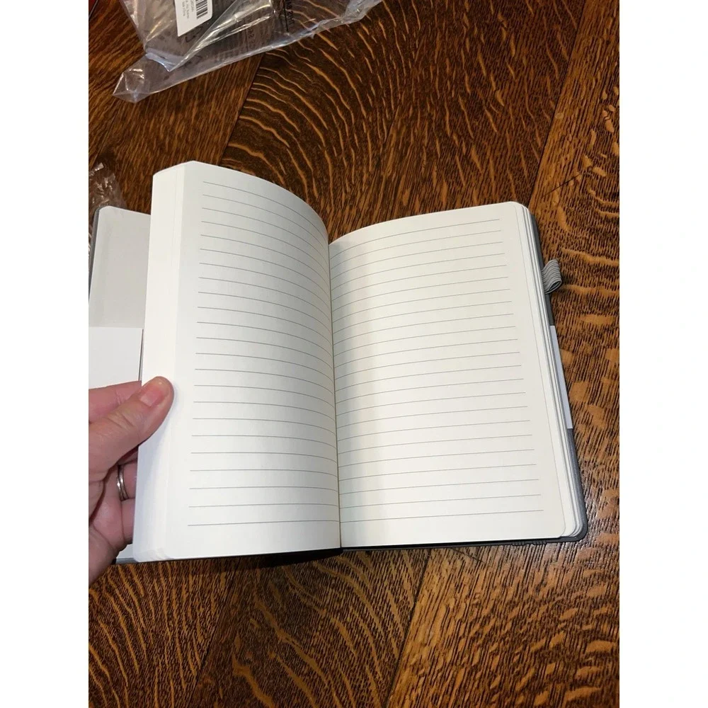 XIVVYWEN A5 Notebook College Ruled Journal Gray Faux Leather Cover Lined 352P